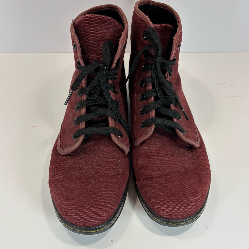 Dr Martens Shoreditch Canvas Boots Men Sz 10/W 12-Burgundy Color Lace Up Utility - Picture 3 of 8